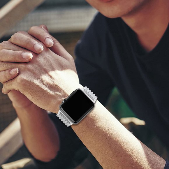 NEW[BAND] Nylon White Adjustable Strap For Apple Watch - Picture 6 of 6